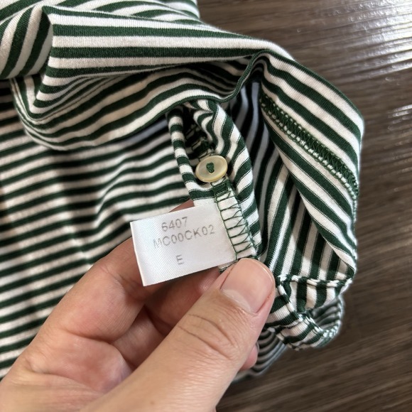 Peter Millar Baylor Men's Green Striped Polo Shirt M Embroidered Logo Casual - Picture 5 of 6